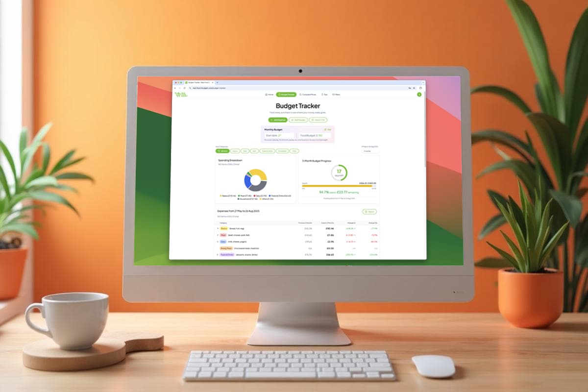 Desktop view of the budget tracker dashboard showing charts and expense breakdown
